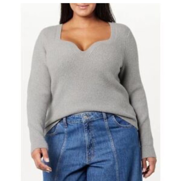 The Drop Sweaters - The Drop Women's Gray V-Neck Sweater